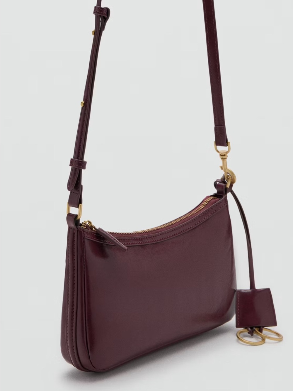 Mango Burgandy Crossbody bag with charm - Picture 2 of 5